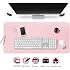 Tappetino Scrivania Jian Ya Na In Pelle PU 80x40 Cm Rosa/argento - Impermeabile Double Face 2 Mm
