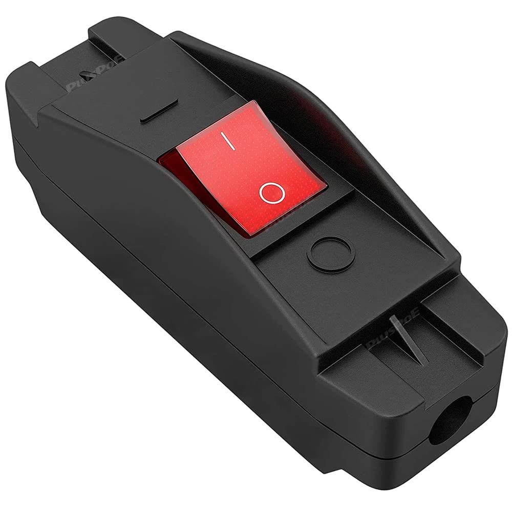 Photo 1 of Inline Cord Switch, Heavy Duty 16A AC125V/250V Large Current in-Line On/Off Rocker Appliance Switch for High Power Lamp or Equipment, Red Led