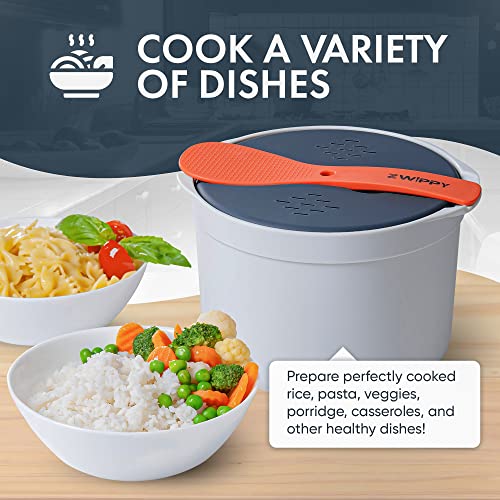 Zwippy Microwave Rice Cooker with Measuring Cup Pasta Cooker