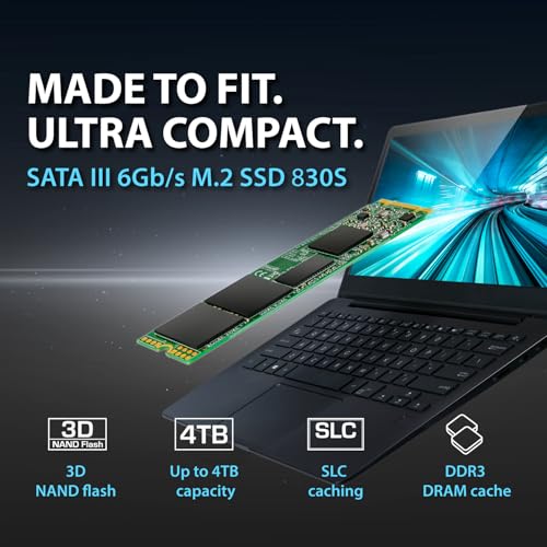 Transcend 1TB M.2 2280 SATA III SSD with Dram Cache, Up to 560MB/s, Compatible w/Ultrabook Laptop PC Desktop, 3D TLC NAND Flash Internal Solid State Drive, LDPC Error Correction ECC, B+M Key -MTS830S