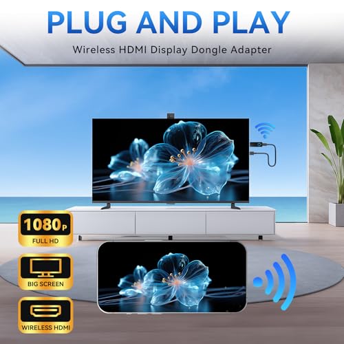Wireless HDMI Adapter, Miracast Dongle / Airplay / Screen Mirroring for TV/Projector from iOS/Android/Windows - Portable HDMI WiFi Transmitter (W3401)