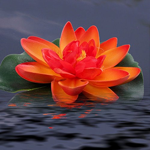 Newest trent Set of 4 Artificial Floating Pond Decor Water Lily/Lotus Foam Flower for Aquarium Garden Pond - 3 (2.5" h x 7" Dia) - Thumbnail 3