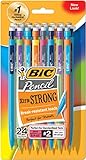 BIC Pencil Xtra Strong Colorful Barrels, Thick Point (0.9 mm), 24 Count
