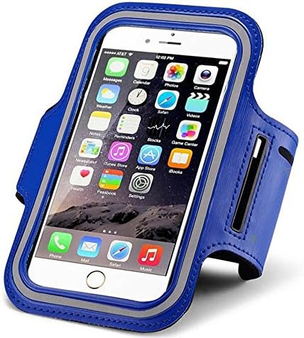 Water Resistant Sports Armband ZITU with Screen Protector fit for for iPhone 6 Plus, 6S Plus (5.5-Inch), Galaxy S6/S5, Note 4 PU Leather with Dual Arm-Size Slots and Key Holder (Blue)