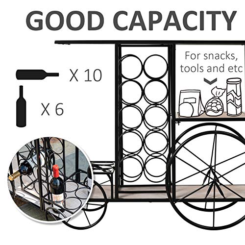 16Bottle Mobile Bar Cart with Wine Rack Storage, Featuring an