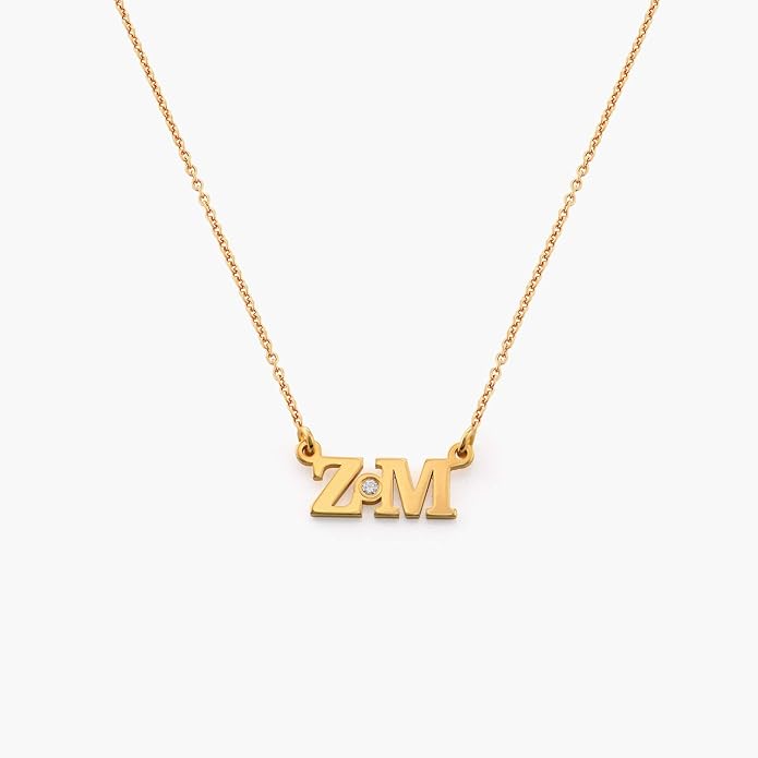 Oak&Luna Personalized Seeing Double Initials Necklace with