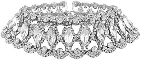 BXing White Rhinestone Wide Collar Necklace Choker Fashion Women Jewelry