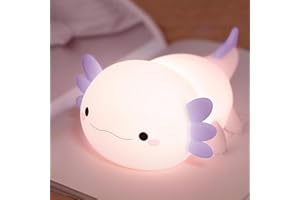 Axolotl Night Light for Kids,Cute Purple Axolotl Lamp,LED Squishy Nursery Nightlight, Food Grade Soft Silicone Novelty Animal