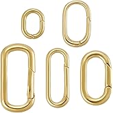 SUNNYCLUE 1 Box 5Pcs 5 Sizes Real 18K Gold Plated Brass Oval Split Rings Spring Gate O Ring Bracelet Necklace Closures Connector Small Snap Buckle Clasps for Jewelry Making DIY Crafts Accessories