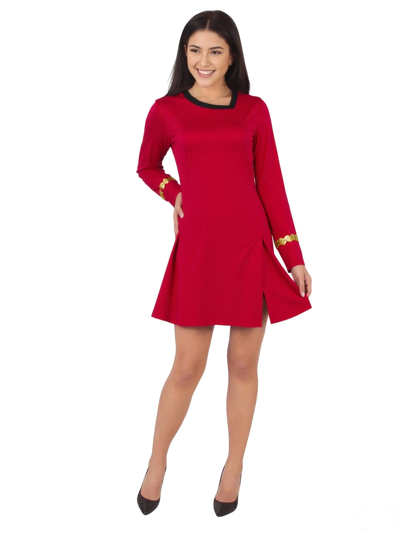 Photo 1 of Starfleet Captain Officer Duty Dress for Women Halloween Starship Commander Cosplay Costume Red Uniform (Red, Medium)