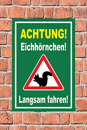 Melis-Folienwerkstatt Schild Eichhörnchen langsam Fahren - 45x30cm - Bohrlöcher - 3mm Hartschaum â 20 VAR S00359-160-E – Bild 3