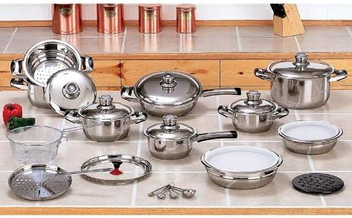 New 12 Element 28pc T304 Stainless Steel Waterless Cookware Set Pots &amp; Pans