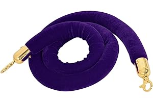 Almencla 59/78.8.1 inches Rope Stanchion Queue Velvet Rope with Gold Color Hooks, Purple, 59.0 inch