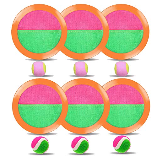 ONFUTAT Toss and Catch Balls, 3 Stick Disc Paddles Toss and Catch Ball Set, 6 Paddles and 6 Balls, Suitable for Sports, Beach, Gifts, Event and Game Prizes, Party Favor and Supplies - Thumbnail 7