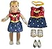 Tatuer Doll Clothes Super Hero Costume+Wonder Woman Outfit for 18 Inch American Girl Dolls (Dolls Not Included)