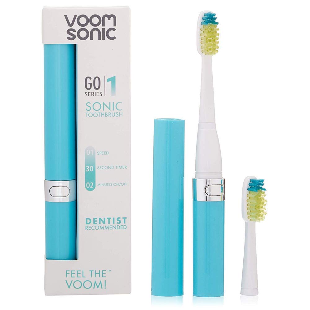 Voom Sonic Go 1 Series Rechargeable Battery-Operated Electric Toothbrush | Dentist Recommended | Portable Oral Care | 2 Minute Timer | Light Weight Design | Soft Dupont Nylon Bristles, Hawaiian Blue
