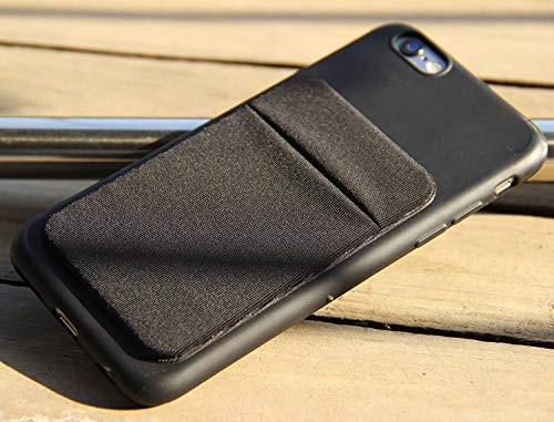 3Pack Cell Phone Card Holder[Double Secure with Pocket for ID/Credit Cards] for Back of Phone,Stick On Card Wallet Sticker Stretchy Lycra Fabric for iPhone,Android and Smartphones-Wine Red&Red&Black - Thumbnail 6