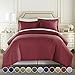 HC Collection Duvet Cover - Burgundy Queen Size Duvet Cover - 3 Piece Soft Breathable Microfiber Duvet Cover Set with Zipper Closure & 2 Pillow Shams