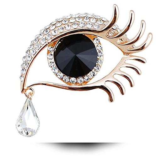 Da.Wa Angal’Tear Big Eyes Long Eyelash Brooch Pin Rhinestone Diamond Brooch for Women Costume Pin