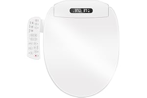 CIOREZNT Electric Bidet Toilet Seat with Remote Control, Heated Toilet Seat, Instant Warm Water, Warm Air Dryer, Rear Feminine and Oscillating Washing, Slow Close Lid, LED Display (Round-Panel Control)