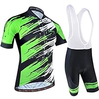 BXIO Mens Cycling Clothing Lycra Band Sleeve End Pro Team Bike Jerseys and Bib Shorts with Gel Pad Breathable Material for Two Side of The Jerseys 170 (Shirts and Bib Shorts, XL)