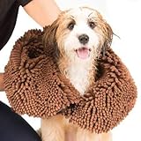The Original Dirty Dog Shammy Ultra Absorbent Microfiber Quick Drying Towel with Hand Pockets for Wet Dog Handling and Grip i