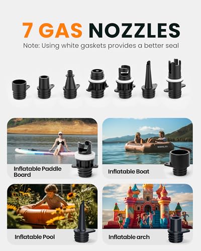OutdoorMaster 20PSI High Pressure SUP Air Pump The Dolphin - Quick Air Inflator & Auto-Off, 12V DC Car Connector for Inflatable Stand Up Paddle Boards, Boats, Water Sports