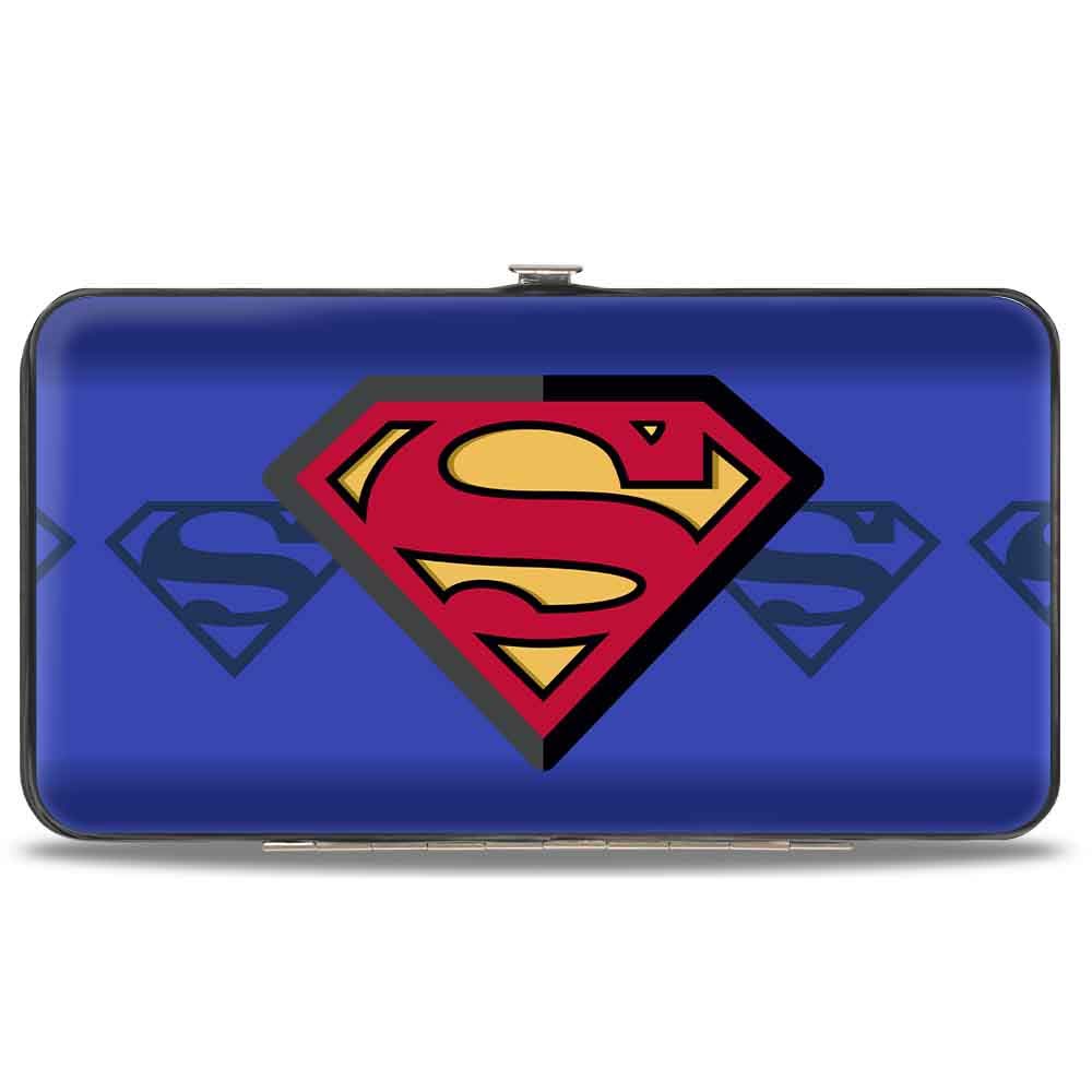 Buckle-Down - Wallet Hinge Wallet - Superman Shield Centered/Shield Stripe Blues unisex-adults
