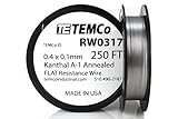 TEMCo Flat Ribbon Kanthal A1 Wire 0.4mm x 0.1mm 250 Ft Resistance A-1