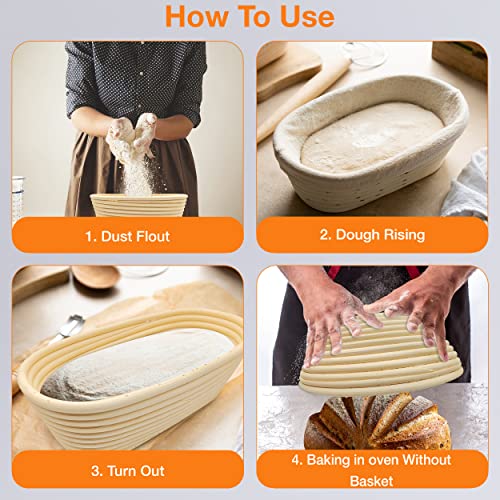 LITHOS 10" Oval Natural Rattan Bread Proofing Basket SplinterFree