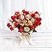 LY EMMET Artificial Rose Bouquets with Ceramics Vase Fake Rose Flowers Decoration for Table Home Office Wedding-Red