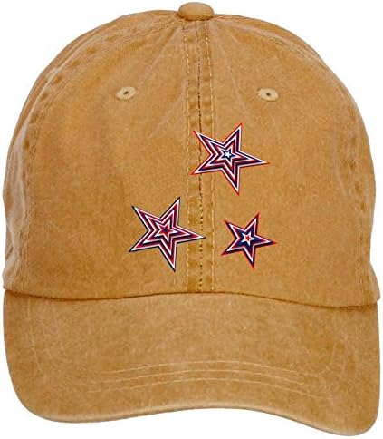 Qikdg Custom Adjustable Shining Stars Baseball Cap-Washed 100% Cotton Brown