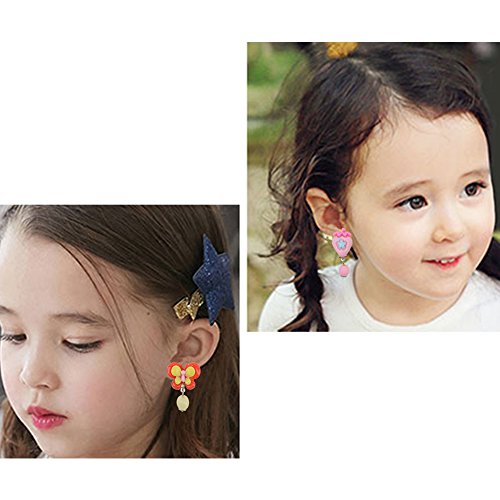 Baby Kids Little Girl Play Clip-on Earrings,Pretend Play Dress Up Accessories Toy Jewelry Clip-on Earrings (Cartoon Style)