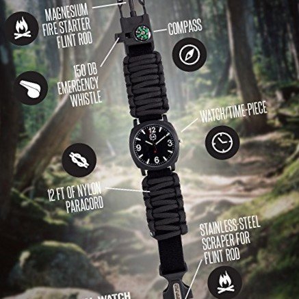 Paracord Survival Watch with FREE credit card knife by Camp Luna Lover