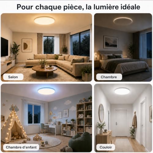 Yeelight LED Ceiling Light 60 cm, 4800LM RGBCW Smart Ceiling Light, Dimmable 2700K-6500K with RGB Separate, Quick Installation, 16M Colors Compatible with Alexa & Google, Application/Remote Control
