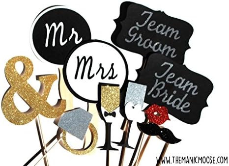 ~Ultimate Wedding Photo Booth Prop Set ~ 10 Piece Set ~ Props Come Fully Assembled to Wooden Dowels
