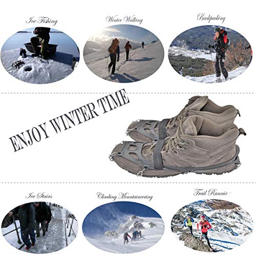 25 Spikes Crampons Ice Cleats Traction Snow Grips Black Color X-Large Size for Boots Shoes,Anti-Slip Stainless Steel Spikes,Microspikes for Hiking Fishing Walking Climbing Jogging Mountaineering. - Thumbnail 2