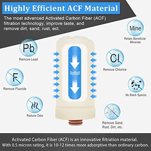 Faucet Water Filter, 304 Stainless-Steel Water Faucet Filtration System, High Water Flow Tap Water Filter, Water Purifier Removes Lead, Flouride & Chlorine - Fits Standard Faucets (2 Filters Included)