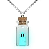 Gonashow Ghost Necklace, Adopt A Ghost Necklace, Glow In The Dark Ghost Necklace Ghost In A Bottle Necklace Halloween Jewelry for Women Ghost Hunting Necklace Spooky Halloween Necklace