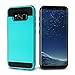 Galaxy S8 Plus Case, Anuck Slide Cover Galaxy S8 Plus Wallet Case [Card Pocket][Hard Shell] Shockproof Armor Rubber Bumper Case With Slidable Card Slot Holder for Samsung Galaxy S8 Plus - Light Blue