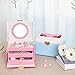 SONGMICS Jewelry Box with Bowknot Mirrored Compact Travel Case Gift for Kids Girls and Women Pink and White UJBC115P