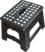Armo Home Folding Stool Step Down Footstool Carry Handle Black