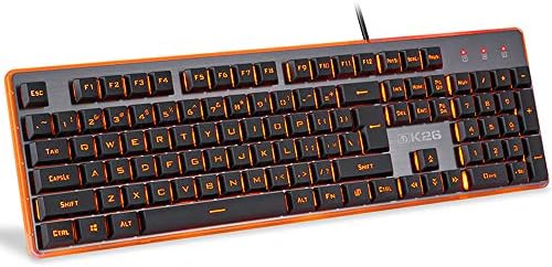 Gaming Keyboard,Mechanical Feel Orange Breathing Backlight Multimedia Ergonomic USB Wired Game Keyboard for PCLaptop/Computer