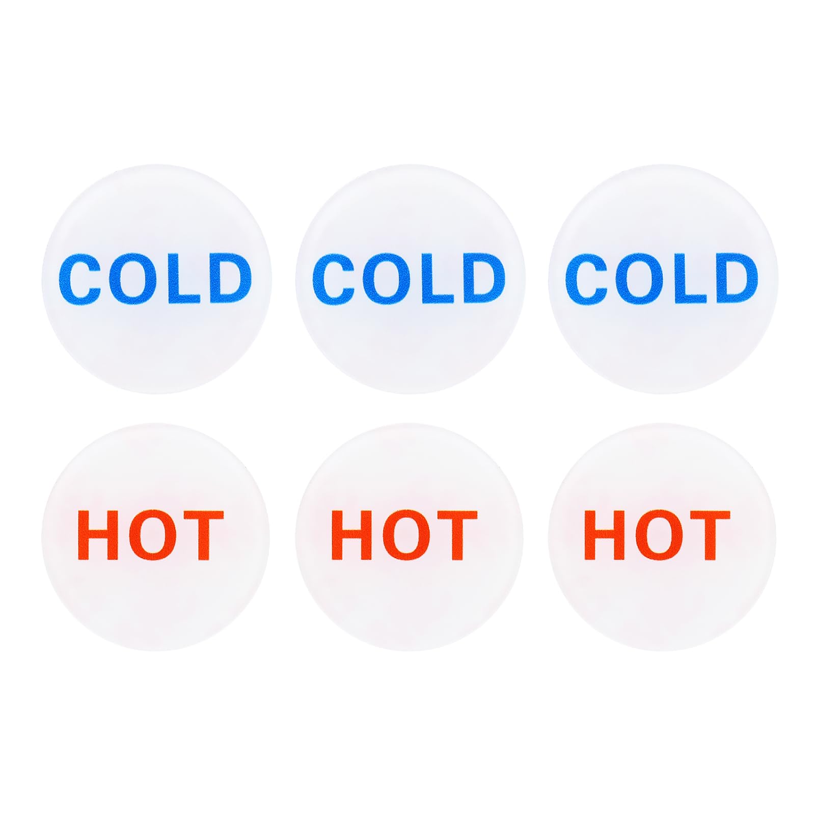 PATIKIL Self Stick Hot/Cold Water Label, 3 Pairs/6 Pack Acrylic Round Shape Sticker Signs for Faucets Sinks, White