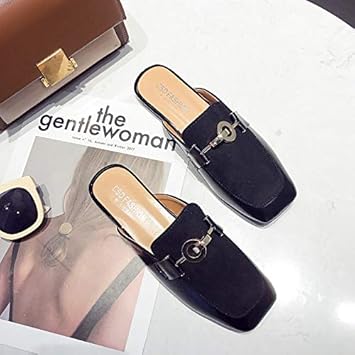 Swertuy Sexy Halbe Hausschuhe mit quadratischem Kopf Weibliche Sommerkleidung 2019 Neue koreanische Version der Wilden flache