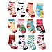 ShoppeWatch Baby Girl Socks with Grips 12 Pairs for Toddler Kids Infants Babies Anti Slip Non Skid Bottoms 2T and 3T Walkers BBSK42