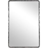 ANDY STAR Hand-Forged Silver Bathroom Mirror for Wall, 24x36 Inch Vintage Solid Steel Metal Frame Bathroom Vanity Mirror, Ant