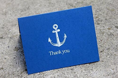 Anchor Thank You Cards set of 5, Nautical Wedding Thank You Cards, Nautical Note Cards, Note Card set, Nautical Stationary, Thank You Card, Blank Note Cards