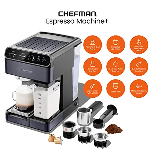 Chefman 6in1 Espresso Machine with Steamer, Automatic
