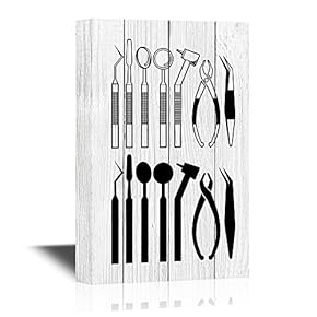 Dentist Canvas Wall Art - Tooth Care Tools - Gallery Wrap Modern Home Art | Ready to Hang - 12x18 inches